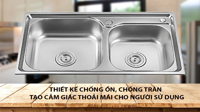 Chậu rửa chén inox 2 ngăn Eurosun EU-8143E6 - Hàng chính hãng