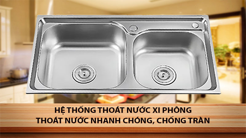 Chậu rửa chén inox 2 ngăn Eurosun EU-8143E6 - Hàng chính hãng