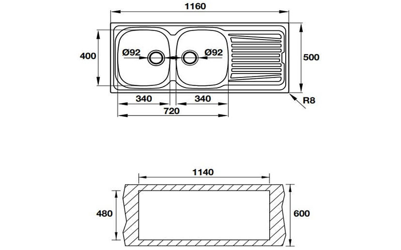 Chậu rửa chén inox Hafele Claudius HS-SDD11650 565.86.391