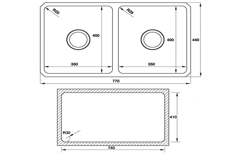 Bồn rửa chén inox Hafele Valeria HS-SD7744 567.23.020 - Hàng chính hãng