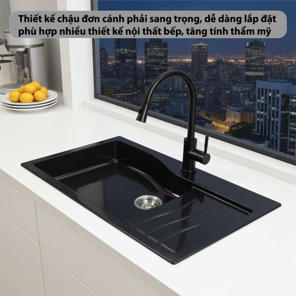Chậu rửa đá đơn Kaff GRANITE KF-8246SY - Hàng chính hãng