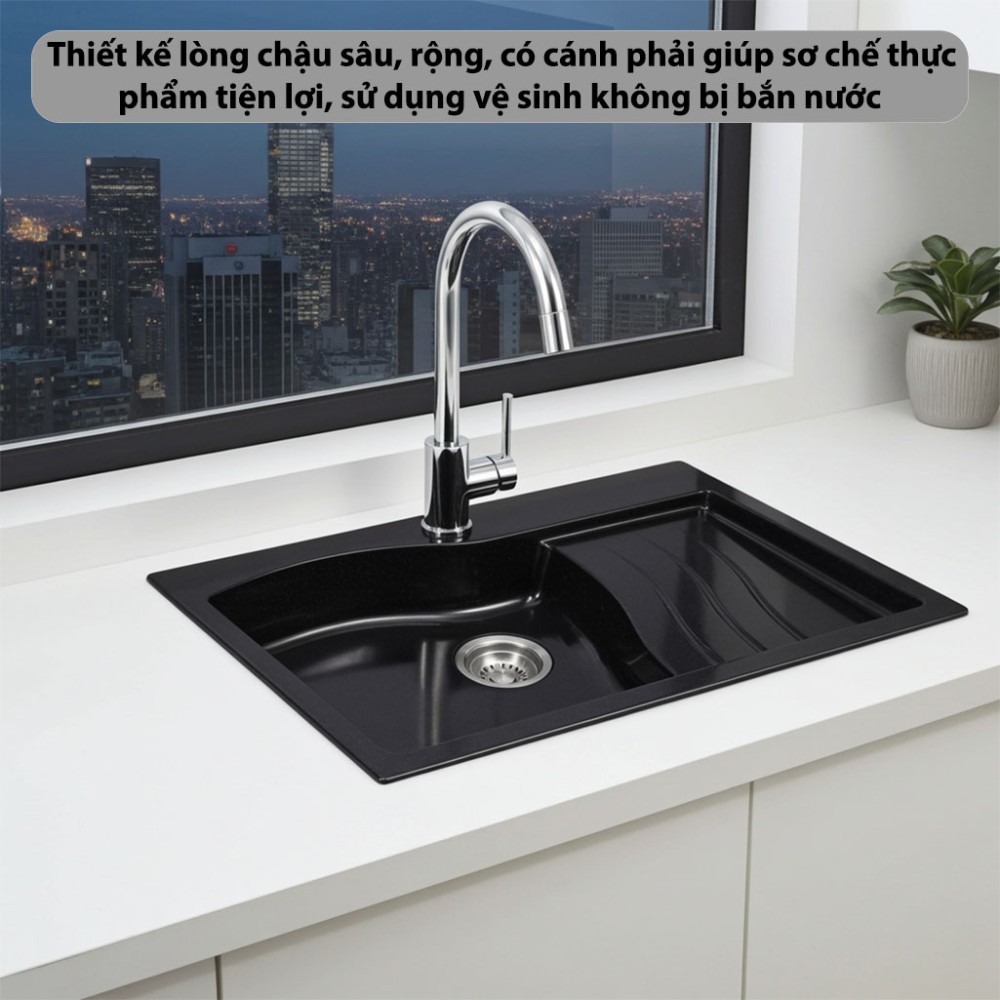 Chậu rửa đá đơn Kaff GRANITE KF-8246SY - Hàng chính hãng