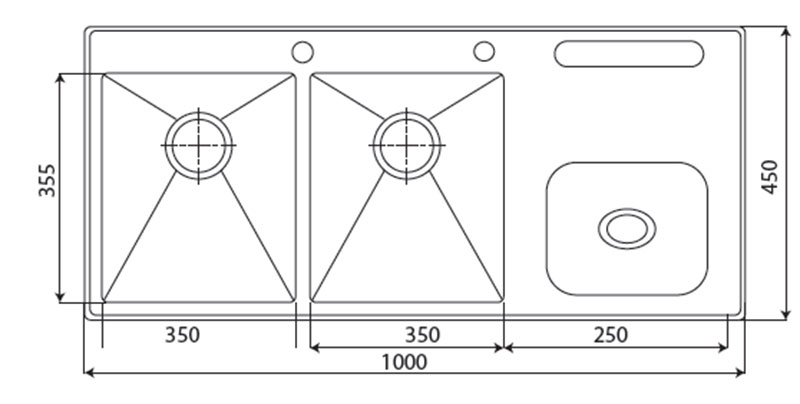 Kích thước của chậu rửa Inox Kaff KF-HM10045