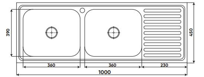 Kích thước của chậu rửa Inox Kaff KF-MP10045