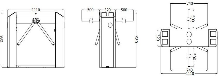 Cổng xoay ba càng bán tự động ZKTeco TS2200 - Hàng chính hãng