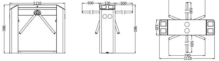 Cổng xoay ba càng bán tự động ZKTeco TS2222 - Hàng chính hãng