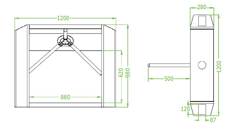 Cổng xoay Tripod ZKTeco TS2000Plus - Hàng chính hãng