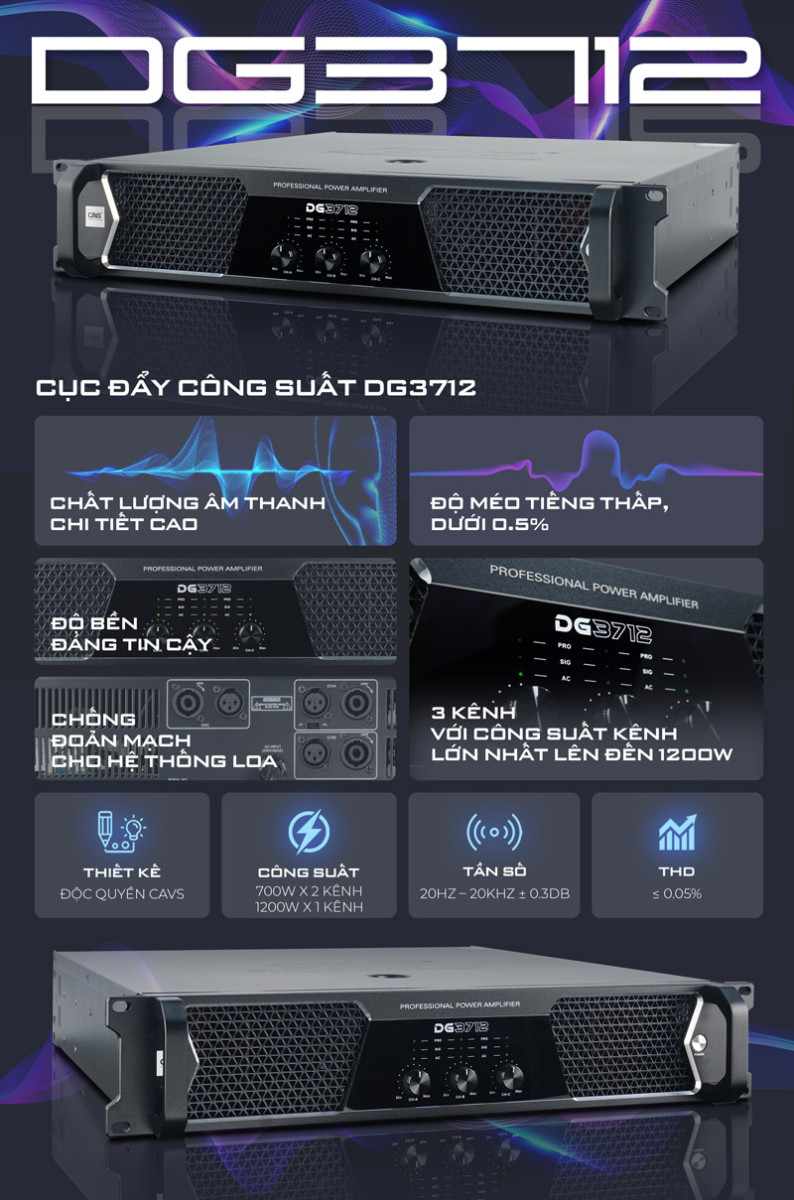 Cục đẩy công suất CAVS DG3712 - Hàng chính hãng
