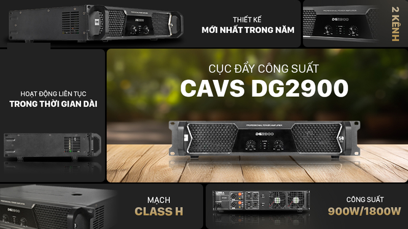 Công suất 900W x 2 kênh với 8 Ohm, giúp tiếng nhạc mạnh mẽ và trung thực