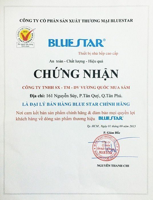 Chứng nhận đại lý chính thức