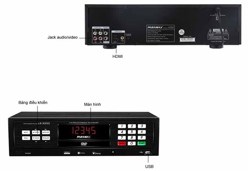 Chi tiết của đầu karaoke Paramax LS-3000