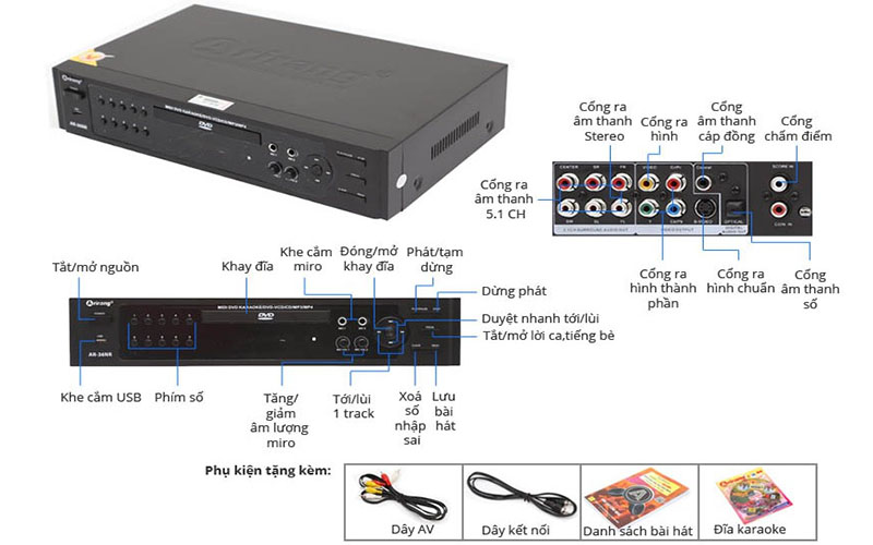 Đầu DVD karaoke Arirang AR-36NR - Hàng chính hãng