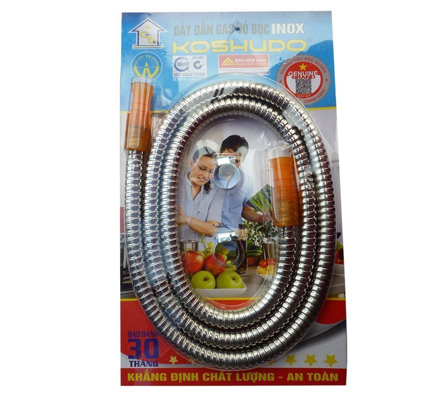 Dây dẫn gas vỏ bọc Inox KOSHUDO - Hàng chính hãng