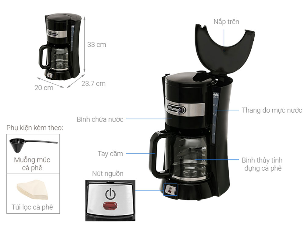 Máy pha cà phê Delonghi ICM15210.1 - Hàng chính hãng