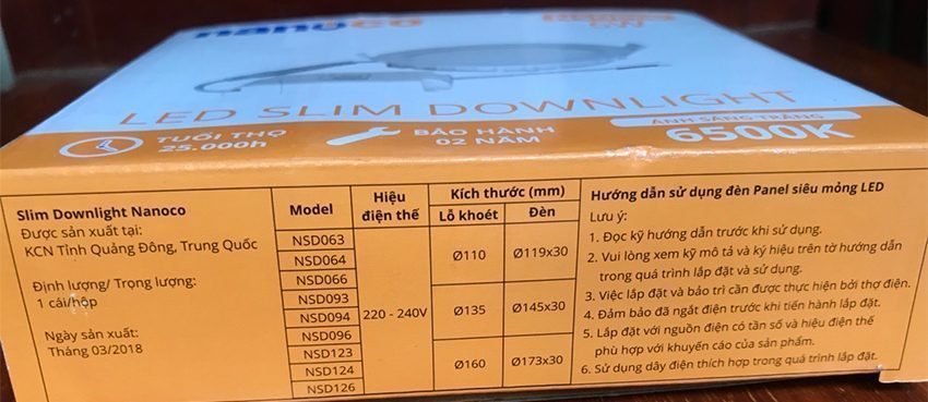 Hộp của đèn Led Downlight Panasonic NSD063