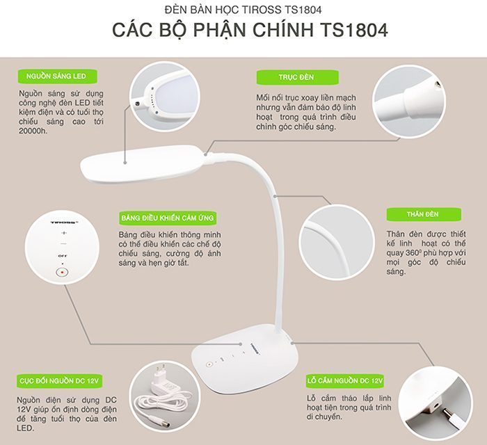 Đèn bàn Tiross TS1804 - Hàng chính hãng