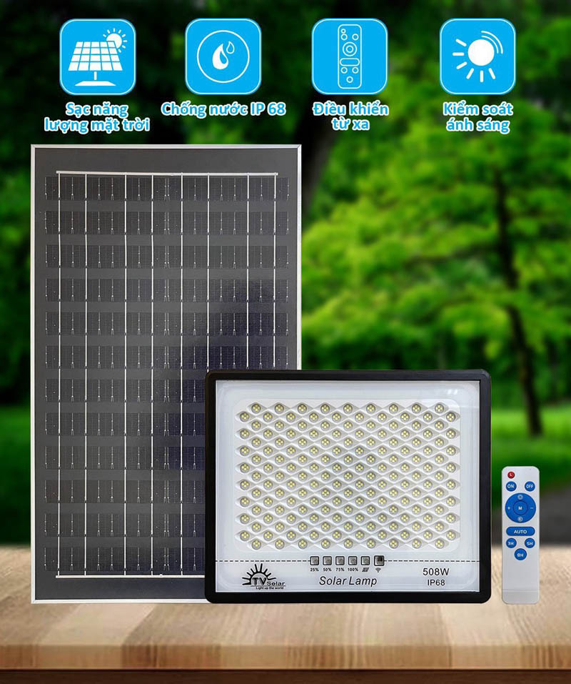 Đèn led vuông năng lượng mặt trời Solar Light 508W - Hàng chính hãng