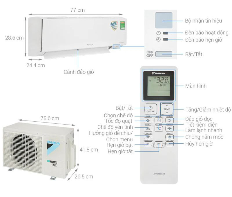Điều hòa 1 chiều Daikin inverter FTKB25ZVMV - Hàng chính hãng