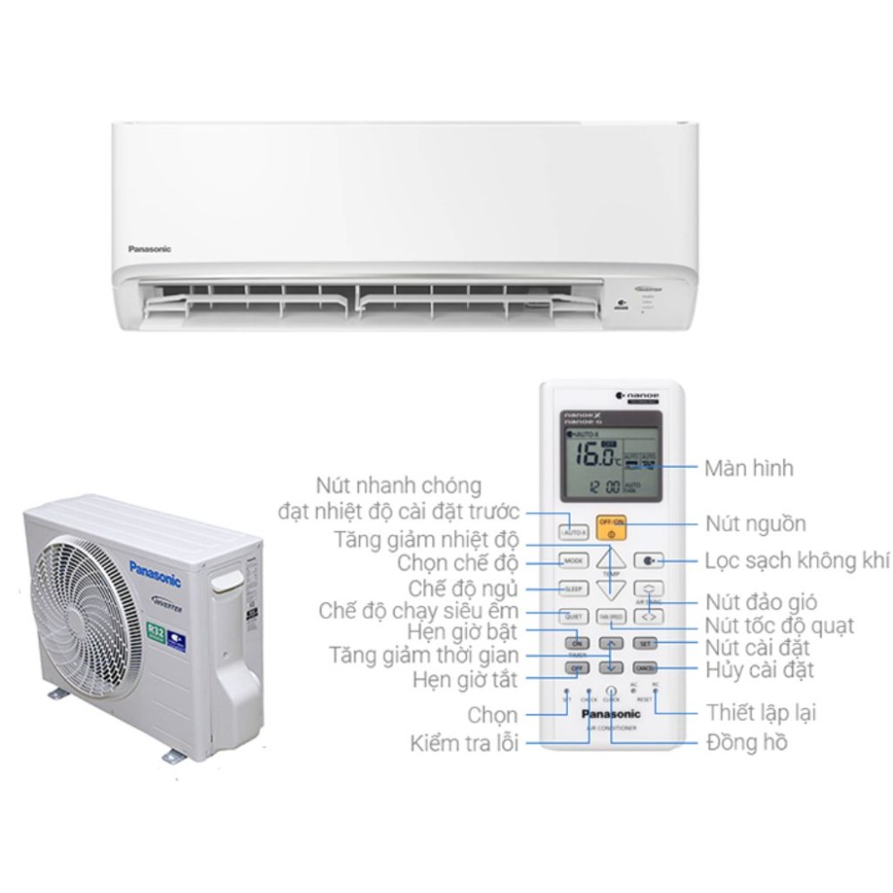 Điều hòa Panasonic 12000 BTU 1 chiều inverter RU12CKH-8D - Hàng chính hãng