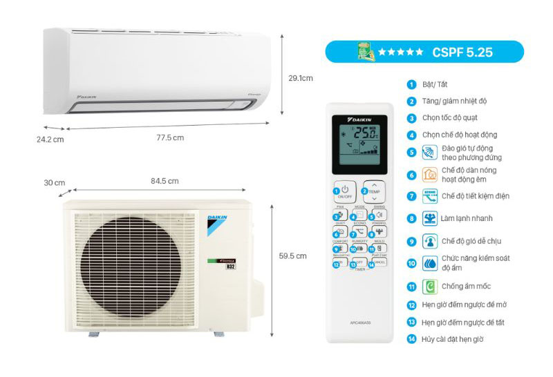 Điều hòa 1 chiều Daikin inverter FTKB60ZVMV - Hàng chính hãng
