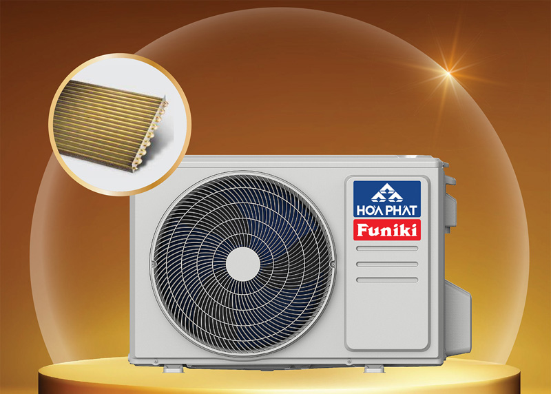 Dàn nóng và dàn lạnh của máy đều được phủ lớp mạ vàng