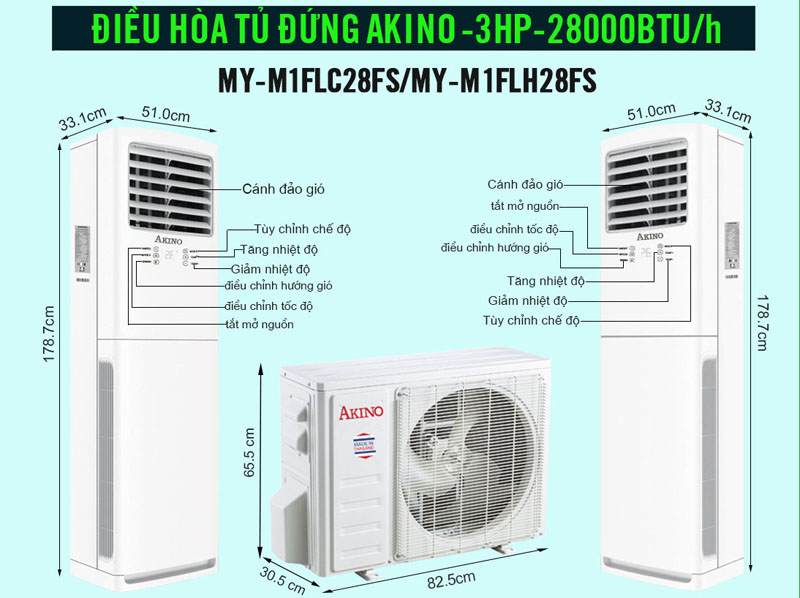 Điều hòa tủ đứng Akino MY-M1FLC28FS / MY-M1FLCH8FS - Hàng chính hãng