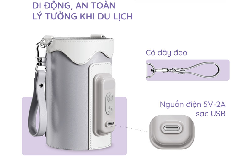 Dụng cụ hâm sữa du lịch Beborn TBW01WG - Hàng chính hãng