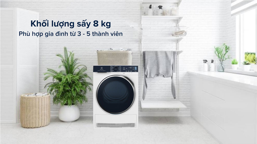 Máy sấy bơm nhiệt Electrolux 8 kg EDH803Q7WB - Hàng chính hãng