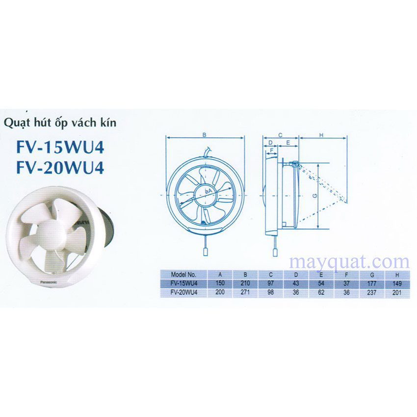 Quạt hút ốp vách kính Panasonic FV-15WU4 - Hàng chính hãng