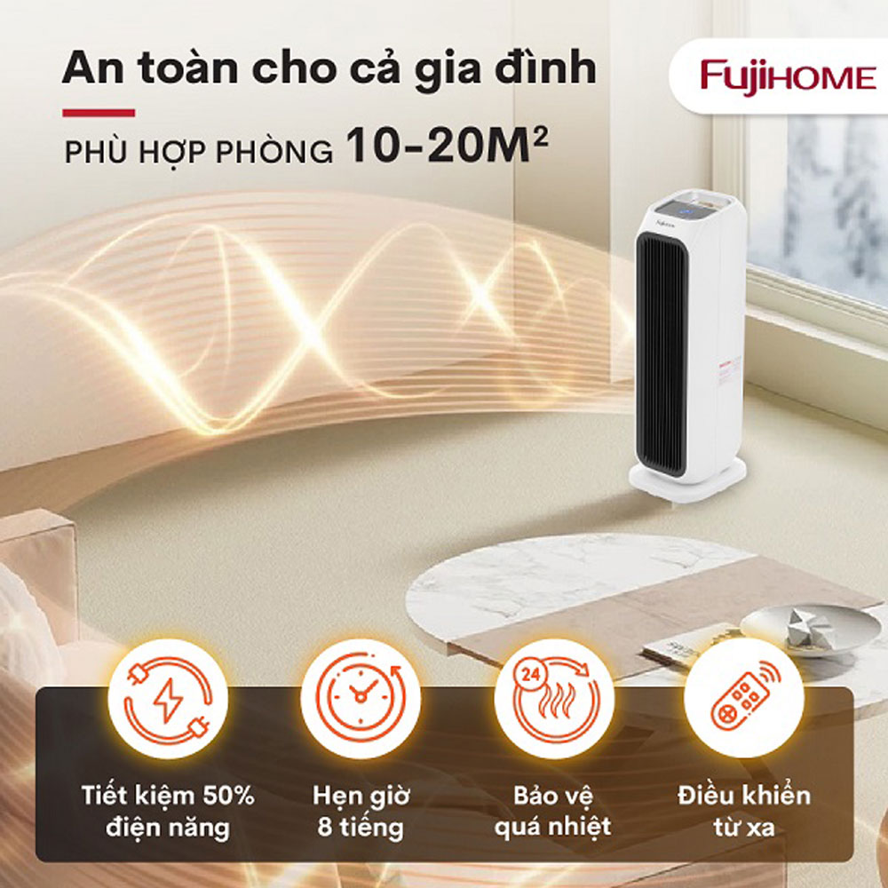 Quạt sưởi gốm Ceramic Fujihome FH3000 - Hàng chính hãng
