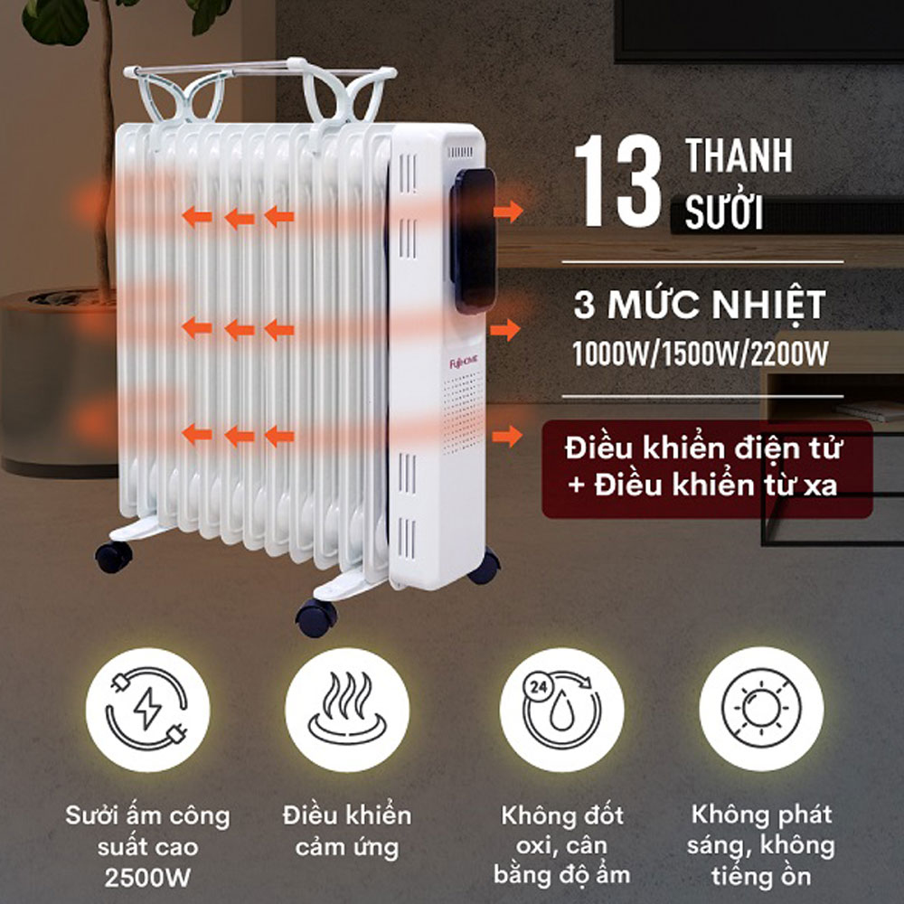 Máy sưởi dầu Fujihome OH8613 - Hàng chính hãng