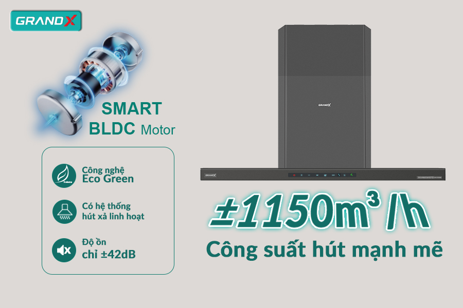 Hút mùi áp tường chữ T GrandX GX H70T69G - Hàng chính hãng