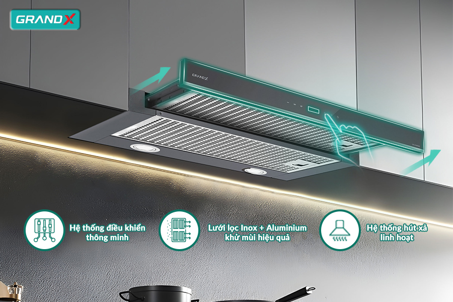 Hút mùi âm tủ GrandX GX H70F85G - Hàng chính hãng