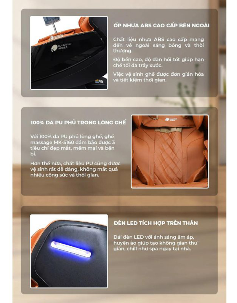 Ghế massage toàn thân Buheung MK-5160 - Hàng chính hãng