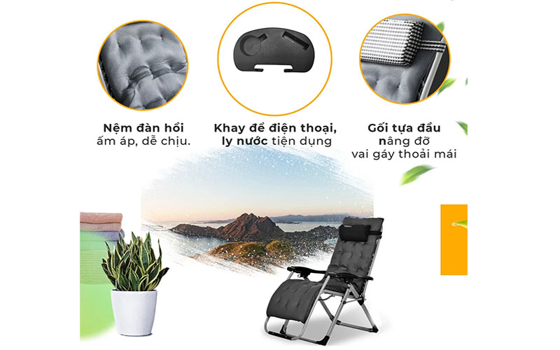 Ghế xếp thư giãn Hakawa HK-G21P - Hàng chính hãng