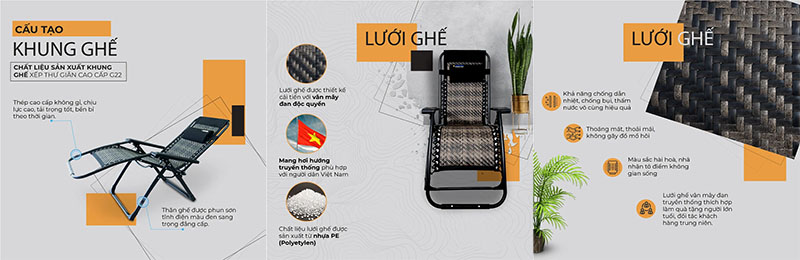 Ghế xếp thư giãn Hakawa HK-G22 - Hàng chính hãng