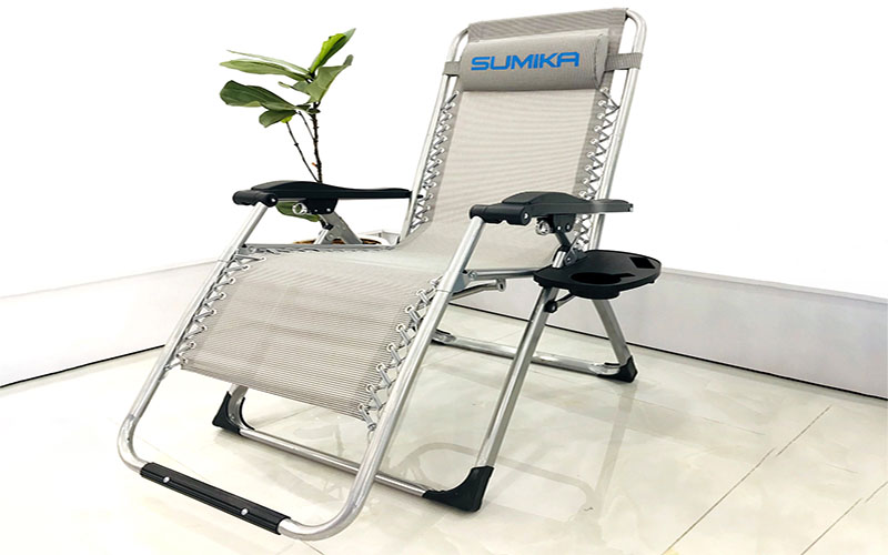 Ghế xếp thư giãn khóa kim loại Sumika 179-Grey - Hàng chính hãng