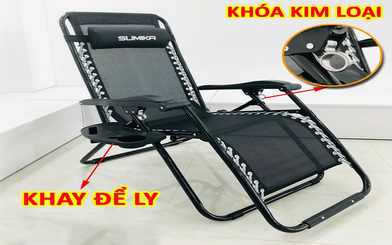 Ghế xếp thư giãn khóa kim loại Sumika 179A - Hàng chính hãng