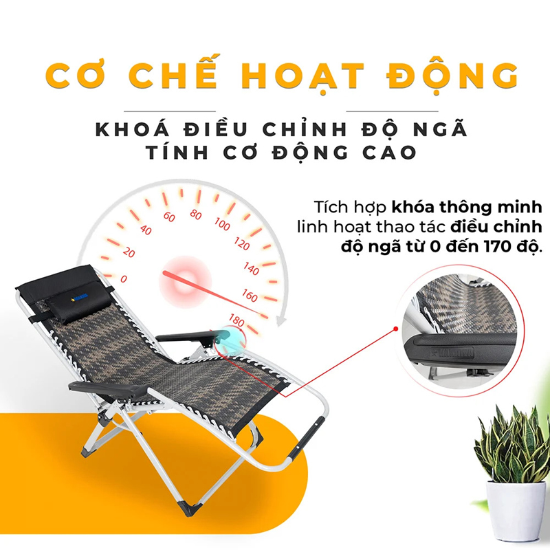 Ghế xếp thư giãn Hakawa HK-G21P NEW - Hàng chính hãng