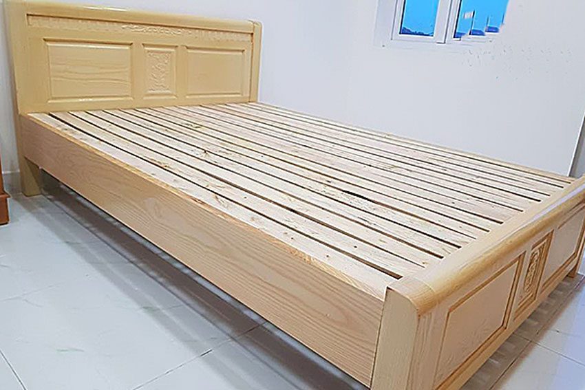 Giường gỗ sồi Nga 1m4x1m6 - Hàng chính hãng