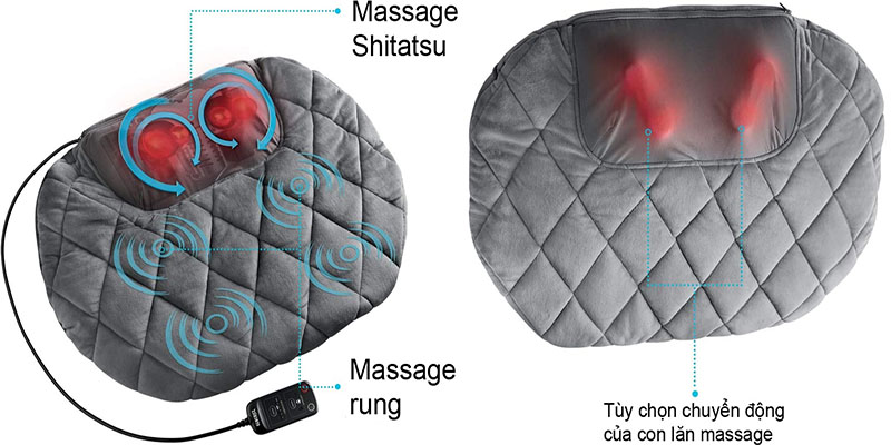 Gối massage hồng ngoại HoMedics SP-129HJA - Hàng chính hãng