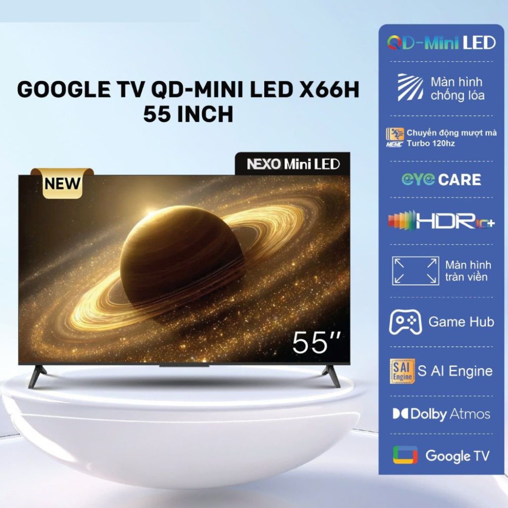 Google tivi QD-Mini LED Skyworth 4K 55 inch 55X66H - Hàng chính hãng