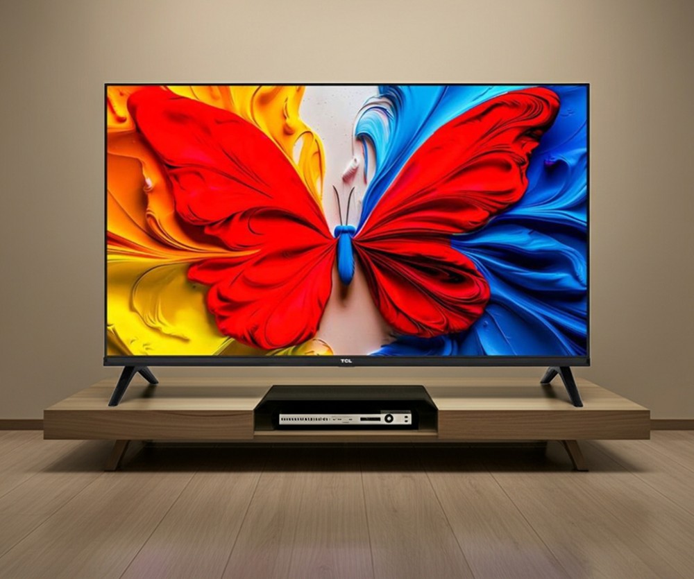 Chân đế kim loại vững chắc giúp tivi đứng ổn định trên mọi mặt phẳng