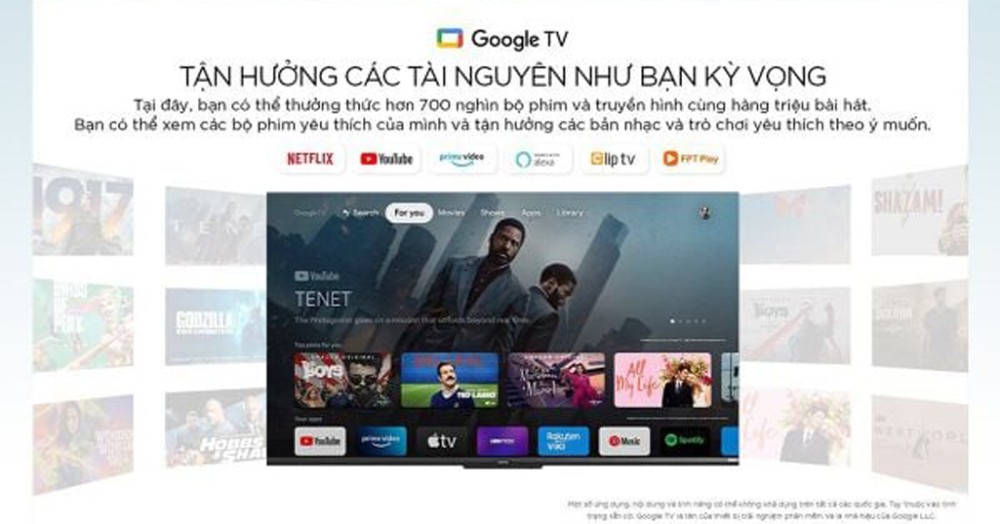  Hệ điều hành Google TV với kho ứng dụng phong phú