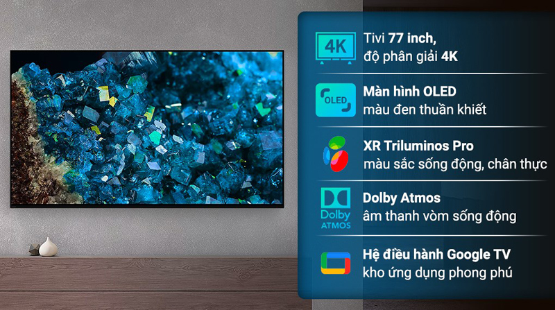 Google Tivi Sony OLED 4K 77 Inch XR-77A80L - Hàng chính hãng