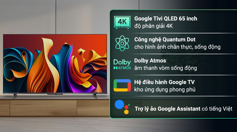 Google tivi qled Hisense 4K 65 inch 65Q6N - Hàng chính hãng