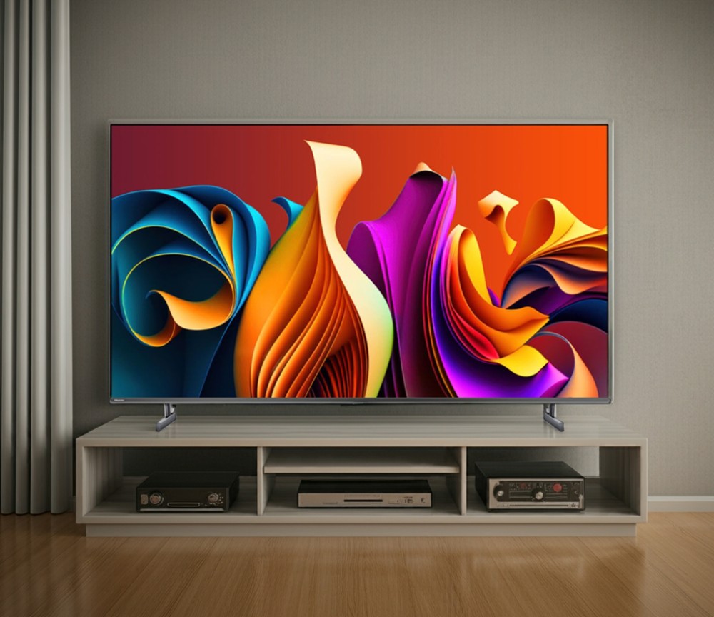 Chân đế chữ T chắc chắn giúp tivi đứng vững, không bị rung lắc