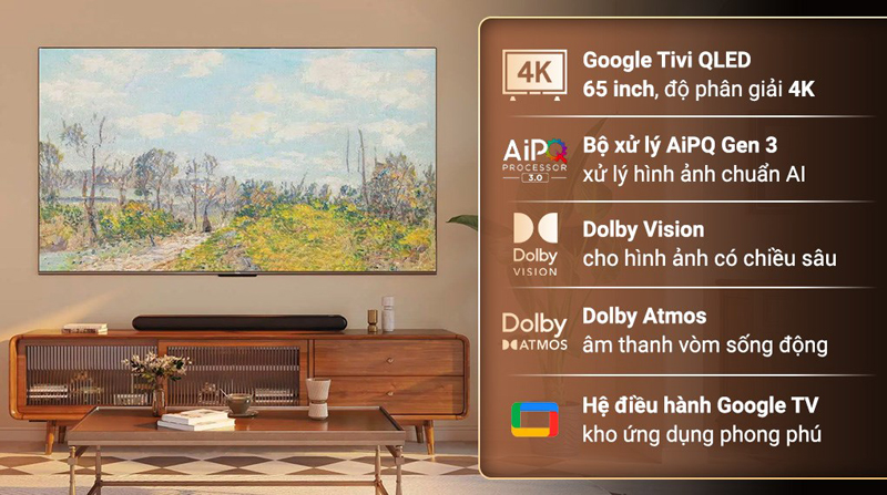 Google Tivi QLED TCL 4K 65 inch 65Q646 - Hàng chính hãng