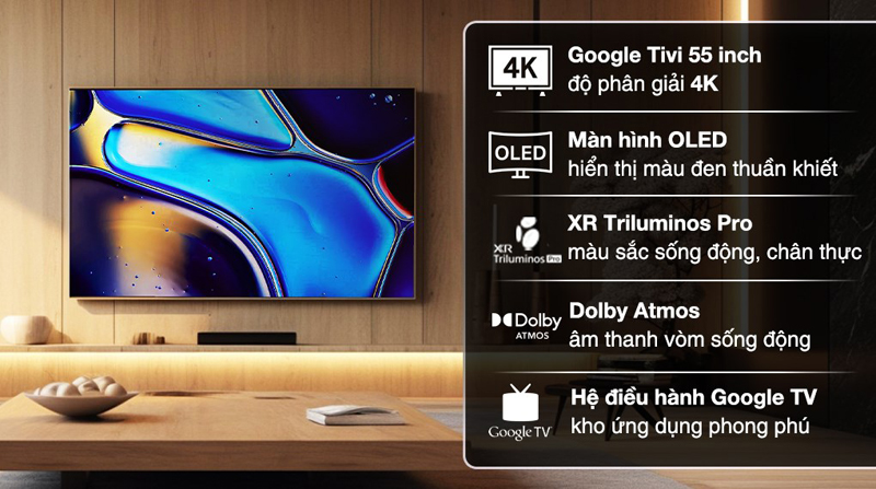 Google Tivi OLED Sony 4K 55 inch K-55XR80 - Hàng chính hãng