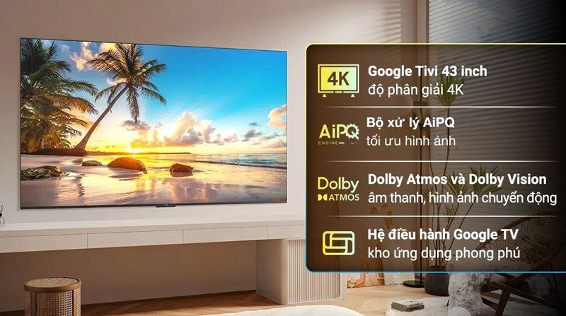 Google tivi TCL 4K 43 inch 43P79B - Hàng chính hãng